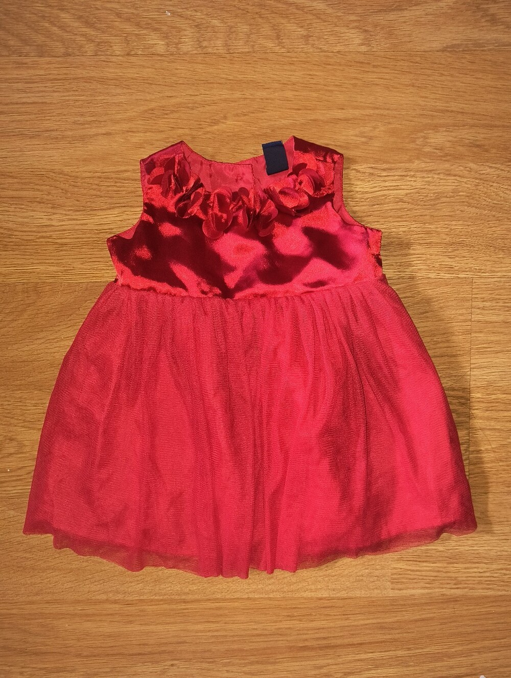 Old Navy Red Satin & Tulle Flower Yoke Dress